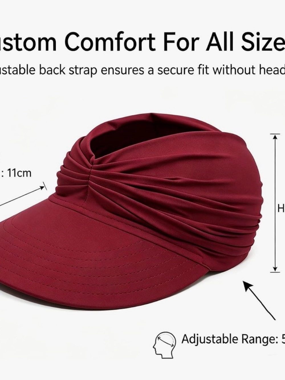 Women's BEIGE UPF 50+ UV Protect Sun Visor Hat Wide Brim Lightweight Ponytail - Picture 2 of 5
